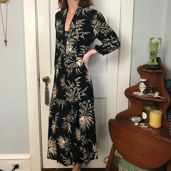 Ba&sh Black Floral Button Down Maxi Folk Dress - Picture 11 of 14